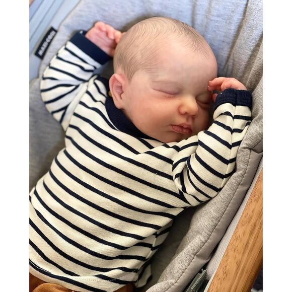 🆕19" Realistic Full Body Vinyl Sleeping Newborn Girl with Hand Painted Hair - Picture 1 of 3
